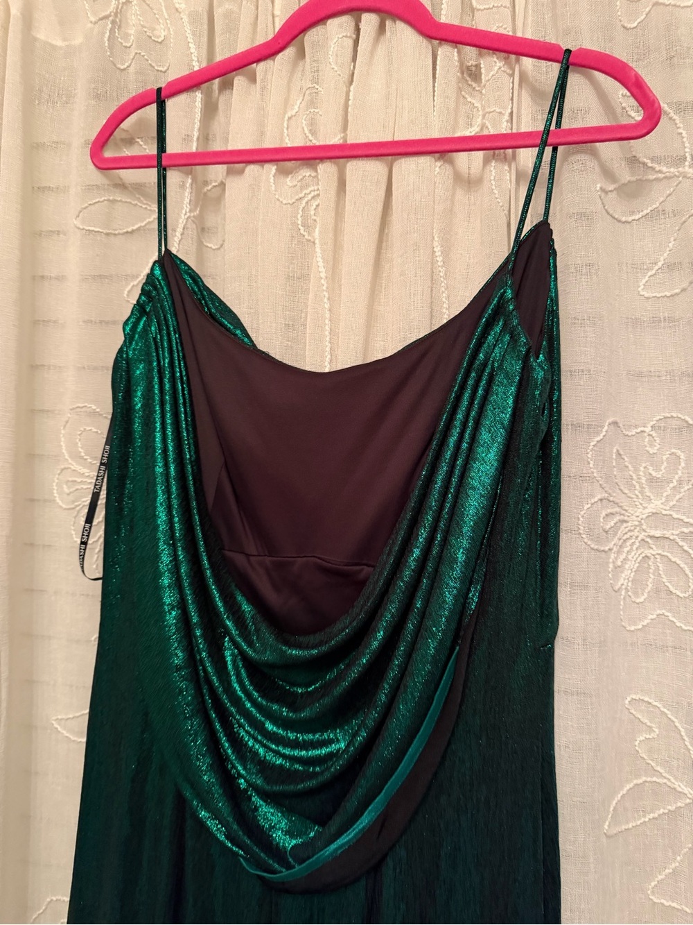 Tadashi Shoji Emerald Green Cowl Neck Slip Dress - Picture 4 of 6
